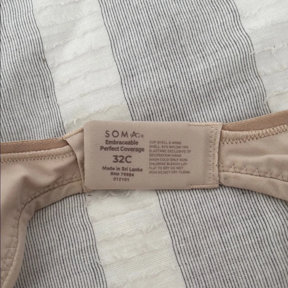 Soma Embraceable Perfect Coverage Nude Lace Bra, 32C